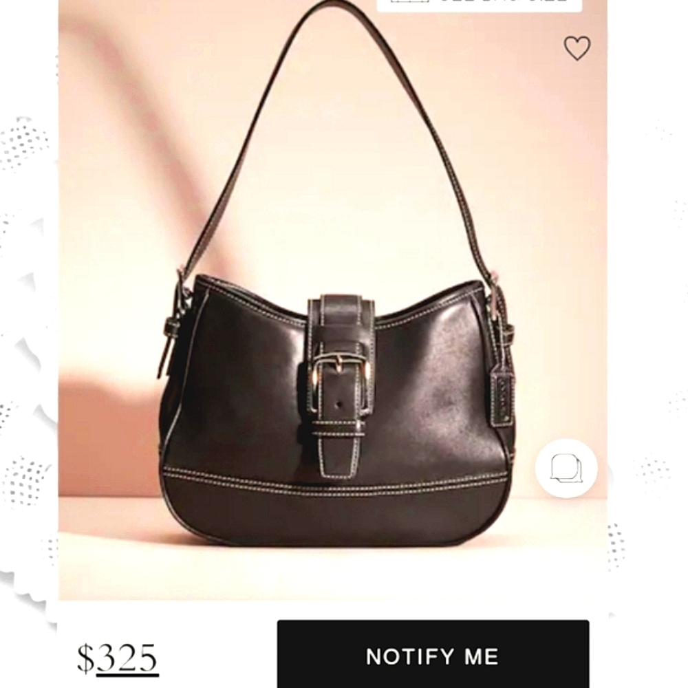 Coach Bag Vintage Black leather Buckle Flap shoulder bag purse Medium